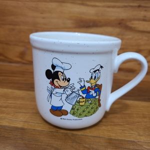 Vintage Chef Mickey Mouse & Donald Duck Treasure Craft Speckled Mug